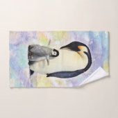 Pingouin d'empereur avec l'aquarelle de bébé (Serviette à main)