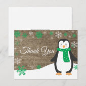 Pingouin d'hiver Carte de remerciements de flocon  (Devant / Derrière)