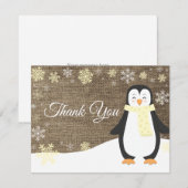 Pingouin d'hiver Flocon de neige Carte de remercie (Devant / Derrière)