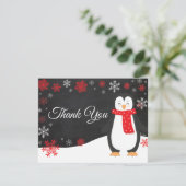 Pingouin d'hiver Flocon de neige Carte de remercie (Debout devant)