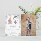Pingouin d'hiver Invitation d'anniversaire avec ph (Debout devant)