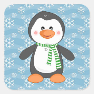 Pingouin d'hiver mignon avec Stickers de Noël à l'