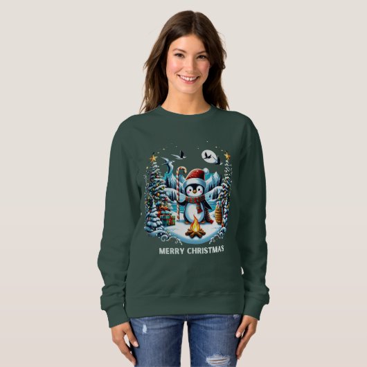 Pingouin d'hiver Sweatshirt mignon (Devant entier)