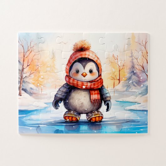 Pingouin d'hiver Vacances enfants Jigsaw Puzzle Pu (Horizontal)