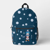 Pingouin et sac à dos bleu Pois pour enfants (Recto)
