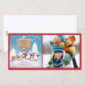 Pingouin Famille De 3 Vacances Carte Photo De Noël (Devant / Derrière)