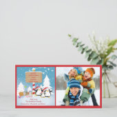 Pingouin Famille De 3 Vacances Carte Photo De Noël (Debout devant)