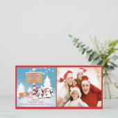 Pingouin Famille De 4 Vacances Carte Photo De Noël (Debout devant)