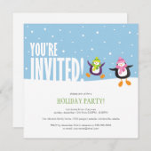 Pingouin fétiche| Invitation Fête des Fêtes (Devant / Derrière)