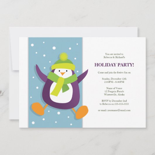 Pingouin fétiche| Invitation Fête des Fêtes (Devant)