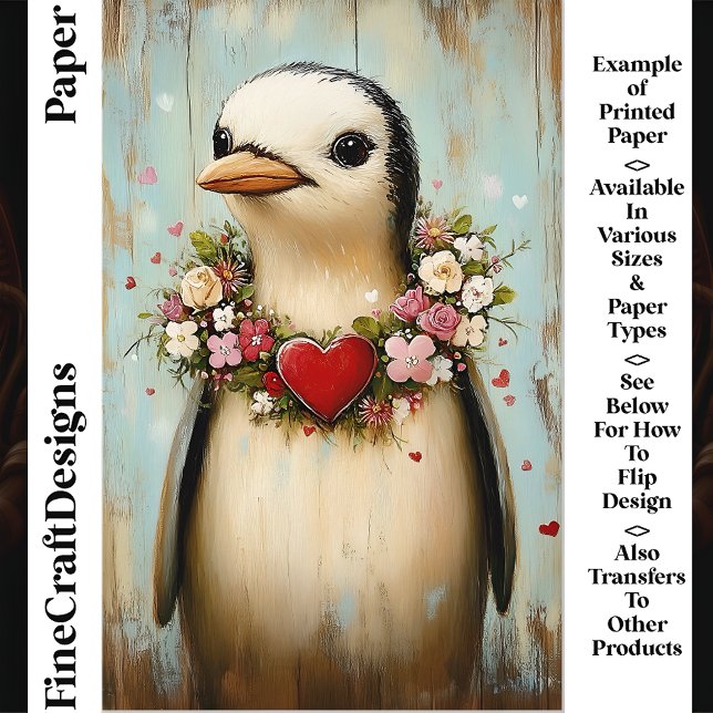 Pingouin, Floral Heart Garland CH7 Papier à scanda (Créateur téléchargé)