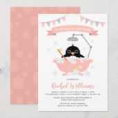 Pingouin Girl en rose Baignoire Douche Invitation (Devant / Derrière)