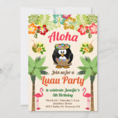 Pingouin hawaïen mignon | Luau Invitation de fête (Devant)