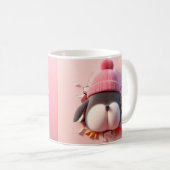 Pingouin mignon avec coeur - Mug 3D adorable (Devant droit)