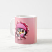 Pingouin mignon avec coeur - Mug 3D adorable (Devant gauche)