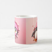 Pingouin mignon avec coeur - Mug 3D adorable (Centre)