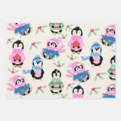 Pingouin mignon et rayures Motif papier d'envelopp (Devant)