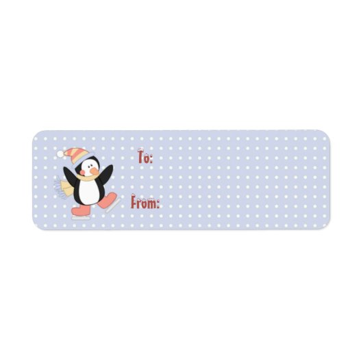 Pingouin mignon marque cadeau de Noël étiquette (Devant)
