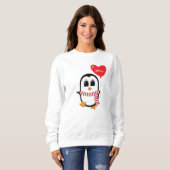 Pingouin mignon tient le Sweatshirt de balloon en  (Devant entier)