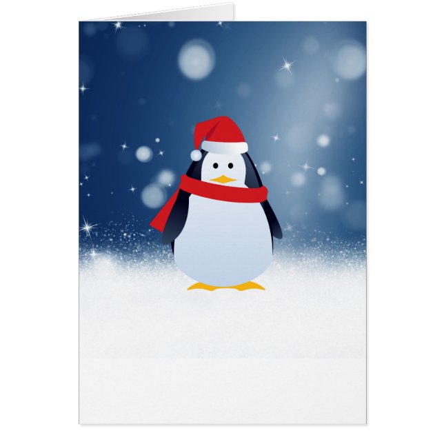 Pingouin mignon w Red Santa Chapeau Noël Étoiles d (Devant)