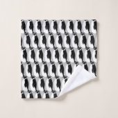 Pingouin Motif gris noir blanc (Gant de toilette)