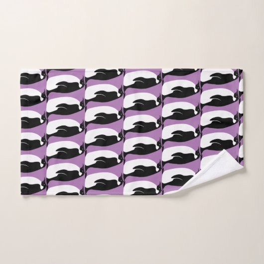 Pingouin Motif violet noir blanc (Serviette à main)