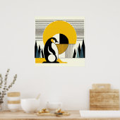 Pingouin noir jaune Abstrait soleil Art Déco (Cuisine)