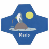 Pingouin Pêche Monogramme Nom Bal de Football (Plat)