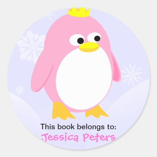 Pingouin rose Étiquettes personnalisés (Devant)