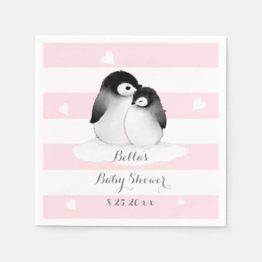 Pingouin rose serviettes en papier (Devant)