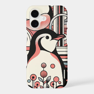 Pingouin Saumon Rose Art En Géométrie Retro Pastel