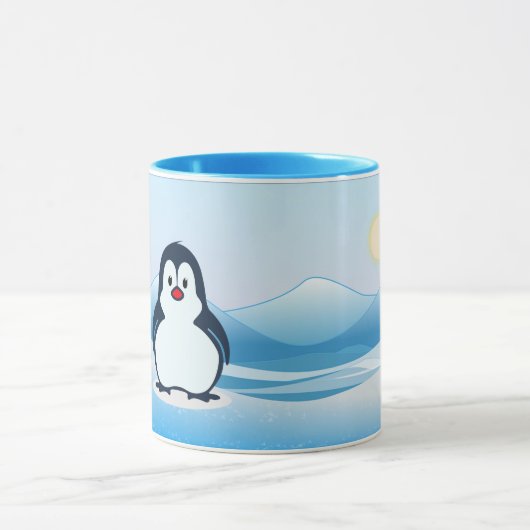 Pingouin sur Frigid Paysage Design Café Mug (Centre)