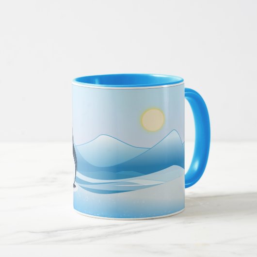 Pingouin sur Frigid Paysage Design Café Mug (Devant droit)
