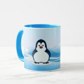 Pingouin sur Frigid Paysage Design Café Mug (Devant gauche)