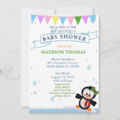 Pingouin Sur Invitation Baby shower De Glace (Devant)