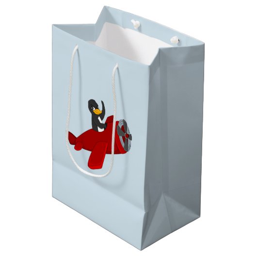 Pingouin volant dessin animé sac cadeau moyen (Devant Angle)
