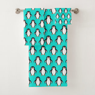Pingouins adorables sur le bleu turquoise