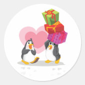 Pingouins Avec Cadeaux Présente Stickers (Devant)