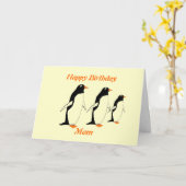Pingouins Carte d'anniversaire maman (Fleur jaune)
