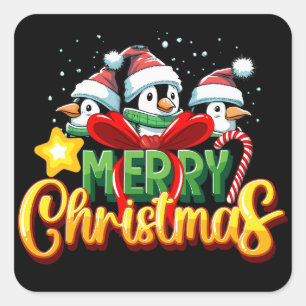Pingouins de fête Joyeux Stickers de Noël