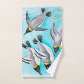 Pingouins de l'empereur Nager Aquarelle (Serviette à main)
