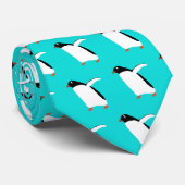 Pingouins de marche sur une cravate - Aqua (Roulé)
