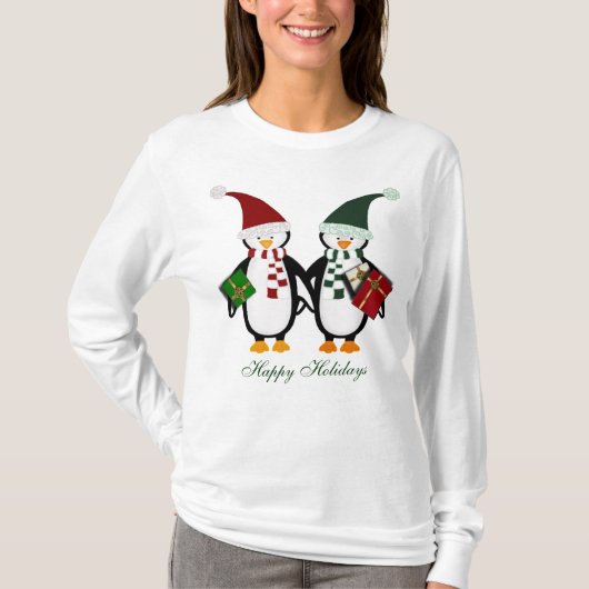 Pingouins de Noël avec le T-shirt de dames de (Devant)