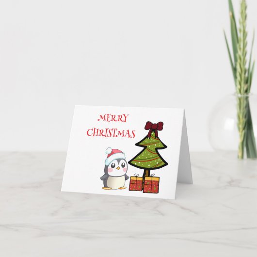 Pingouins de Noël Carte de vacances pliée (Devant)