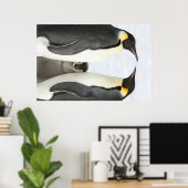 Pingouins empereurs avec affiche de poussins (Bureau à domicile)