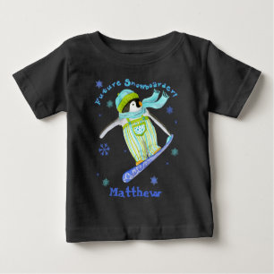 Pingouins en jeu, Snowboarder, T-shirt bébé