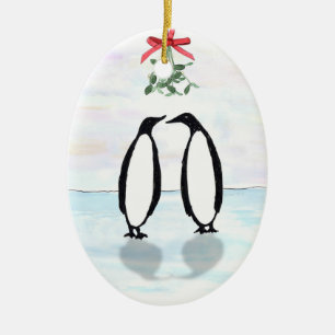 Pingouins et ornement de vacances de gui