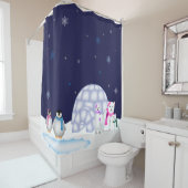 Pingouins et rideau en douche de Noël d'ours (En situation)