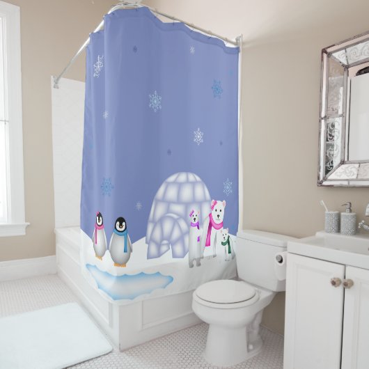 Pingouins et rideau en temps de jour d'ours blancs (En situation)