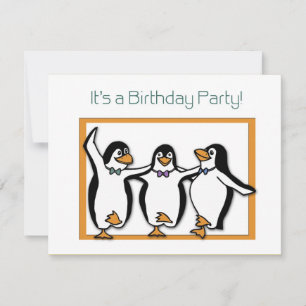 Pingouins Invitation de fête d'anniversaire